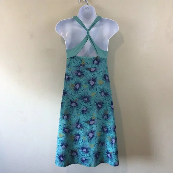 Patagonia Blue Floral Print Thin Strap Dress with Built in Bra - Picture 4 of 6